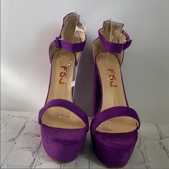 COPY - FSJ Purple Platform Suede Heels - Picture 3 of 10